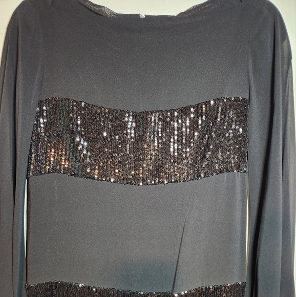 Marciano Silk Black Long Sleeve Sequin Mini Dress Size S - Picture 7 of 8